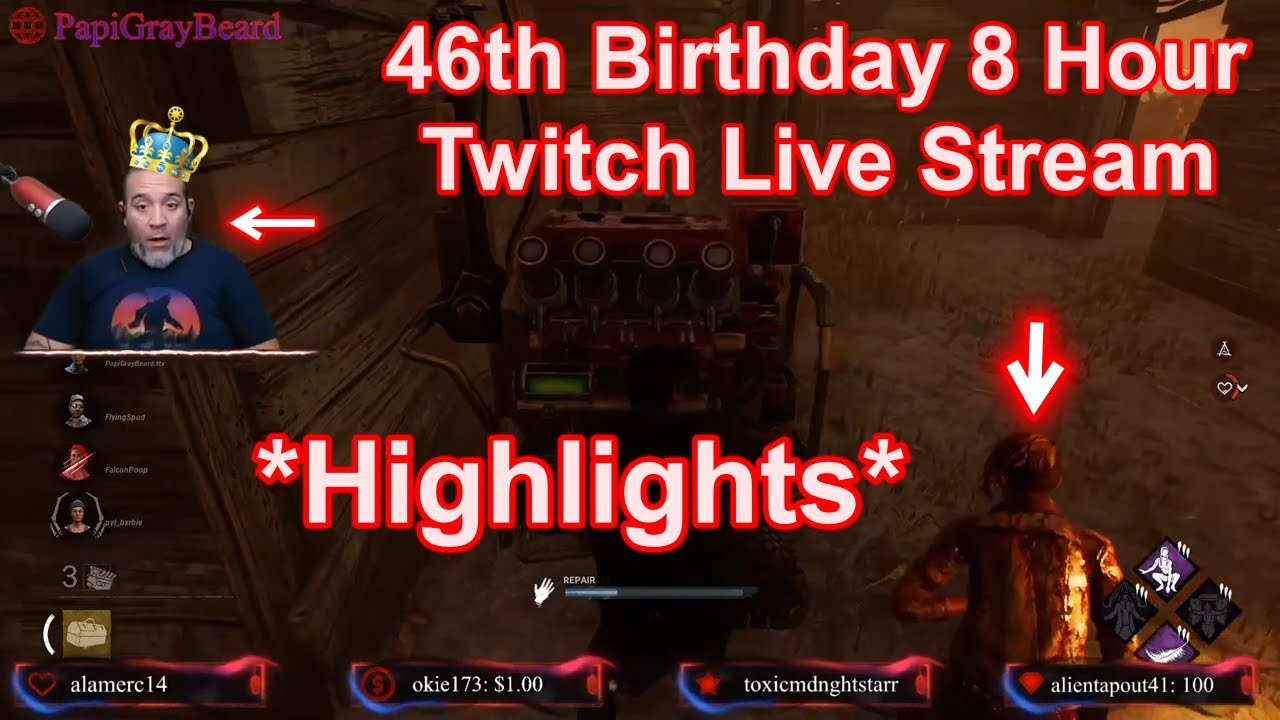 46th Birthday 8 Hour Stream on Twitch Highlights - Dead by Daylight ...