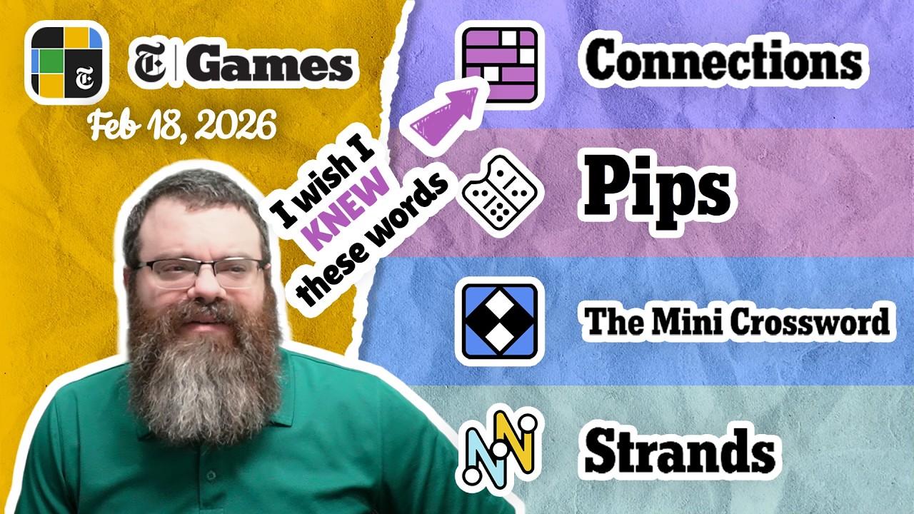 NYT Connections, Pips, Mini Crossword, and Strands | Feb 18, 2026