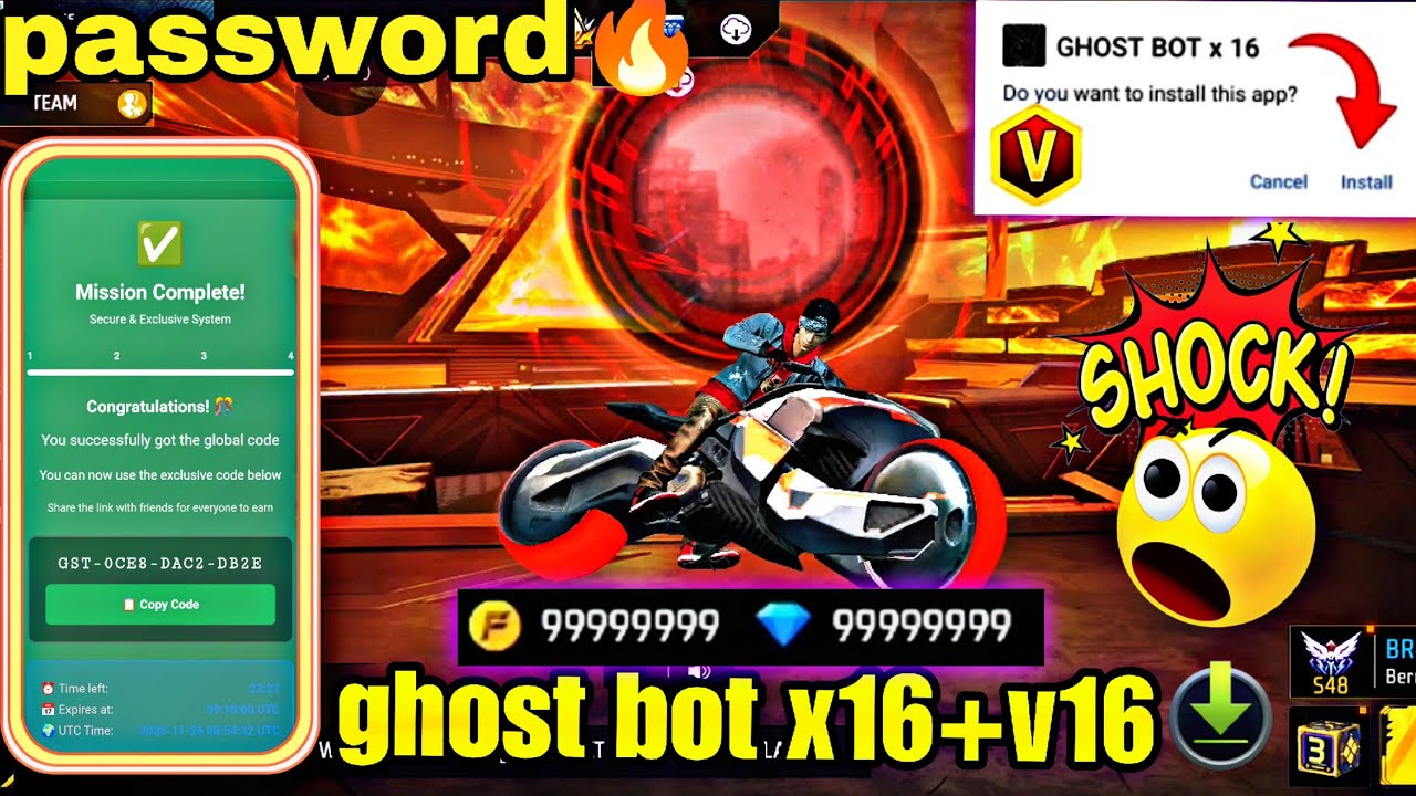 How To Download GHOST BOT x16 + v16 ni password 🔑 free fire🔥ghost bot x16 download in free fire🔥apk