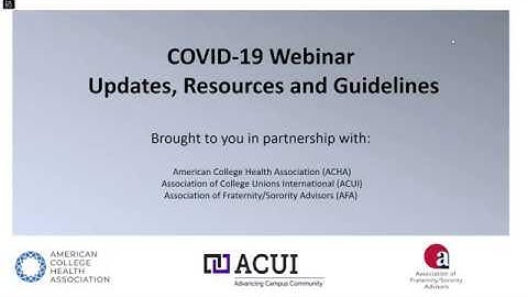 COVID-19 Webinar: Updates, Resources and Guidelines, March 18, 2020