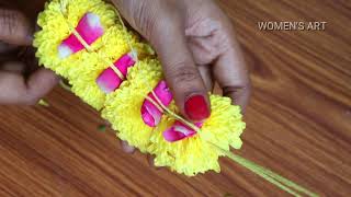 Yellow Sevanthi Flower Garland String In 10 Minutes How To String Fresh Flower Garland At Home