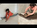 Young girl with great tiling skills - ultimate tiling skills | PART 47