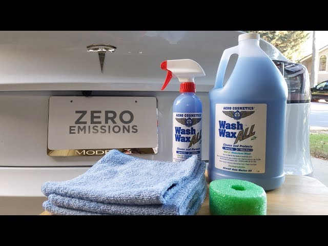 Waterless Wash with Aero Cosmetics Wash Wax All on Tesla Model 3 