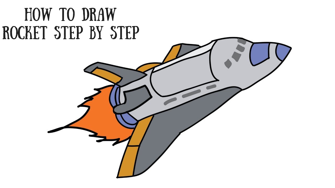 How to Draw A Rocket step by step For Kids Draw NASA Rocket Launcher