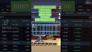 Stocks Picks of the Day #PDD -long #TSLA -short #MSTR -short #JZ -short #BBBY like over 12.00 #fyp