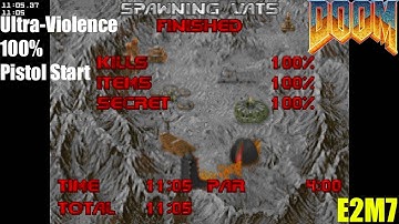 Ultimate Doom E2M7 - Spawning Vats UV 100% Pistol Start