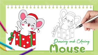 How To Draw A Christmas Mouse | Cute Mouse drawing Easy and Step by Step | Cartoon character drawing