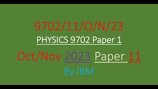 CAIE AS Physics 9702 OCTOBER/NOVEMBER 2023 Paper 11 solved MCQs