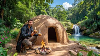 Primitive Dome Shelter Build Burger Feast Asmr Survival Camping