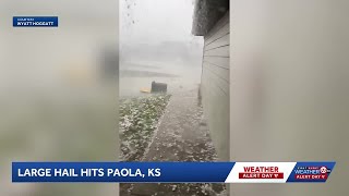 Large hail hits Paola, Kansas in Miami County