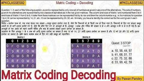 Matrix Coding decoding | Reasoning Coding Decoding matrix based on SSC | by Pawan Pandey,