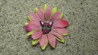 LPS brown dog on SUPER CUTE flower - #7 Flower Hair Clip
