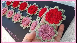 Crochet Lace Border with a ROSE Flower Motif