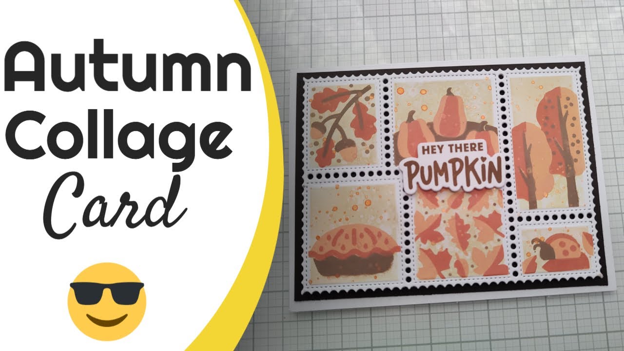 Autumn Postage Stamp Collage Card 