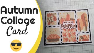 Autumn Postage Stamp Collage Card #cardmaking