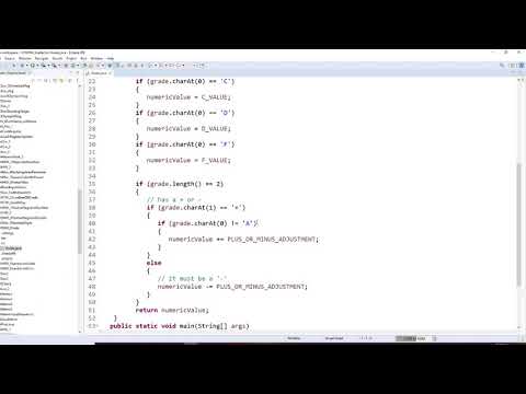 Java , ch5, read a letter grade, display a number grade, with + ,-  adjustment of 0.3 point