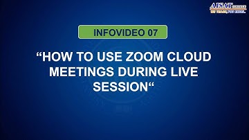 AISAT College : HOW TO USE ZOOM CLOUD MEETINGS DURING LIVE SESSION