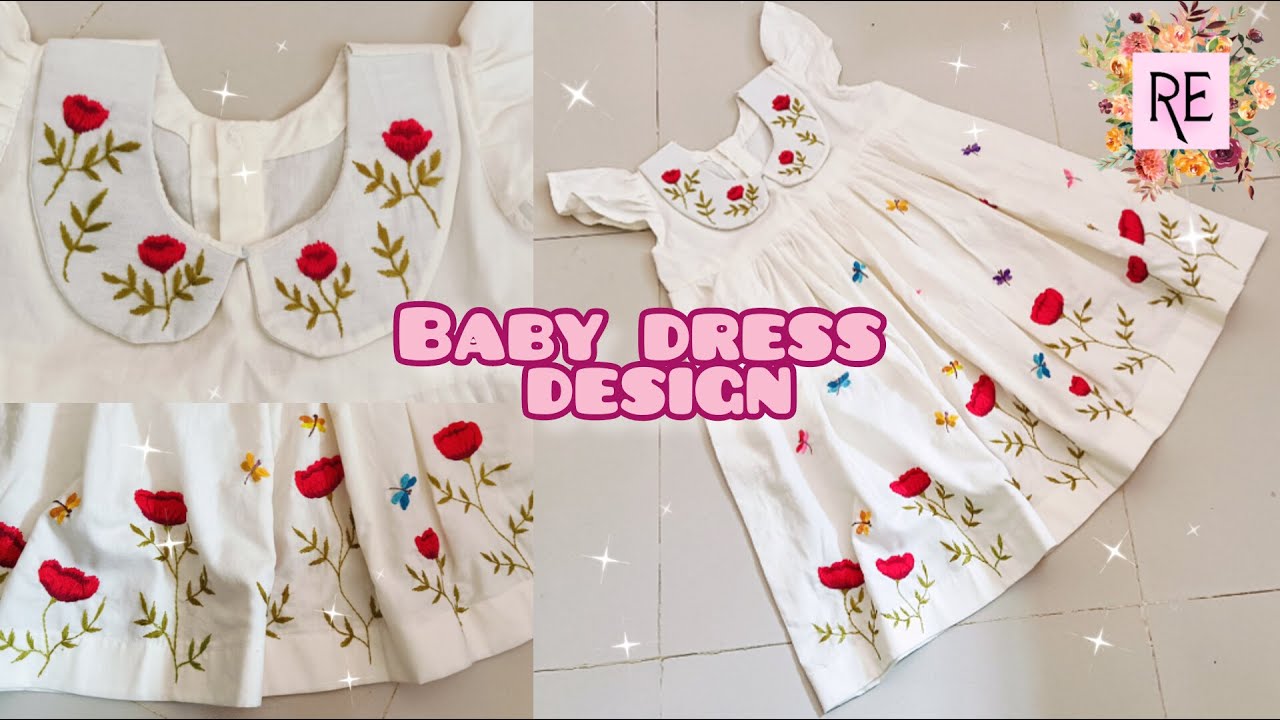 Hand embroidery baby dress,Easy hand embroidery design for baby dress ...