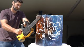 Amazing Skull Carved from Epoxy & Wood