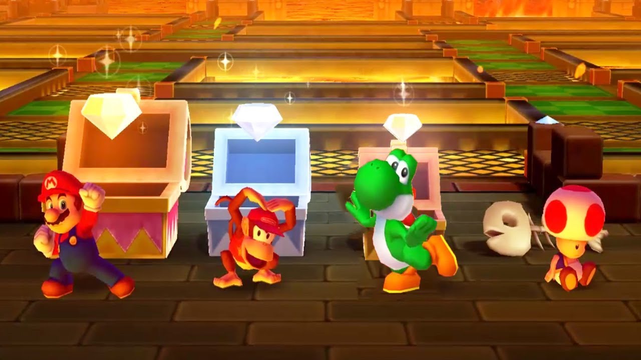 Mario Party Star Rush - All Funny Minigames - Mario Vs Toad Vs Yoshi Vs Diddy Kong (Master Cpu)