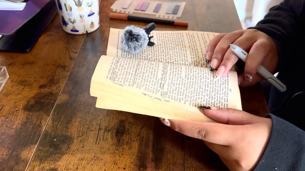 Annotating & Reading ASMR | writing and page turning sounds  | relax, read, focus, study