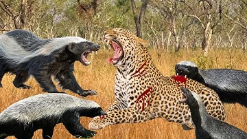 Giant Leopard Attacks Baby Honey Badger | Leopards Wait For Honey Badger Across The River Harsh Life