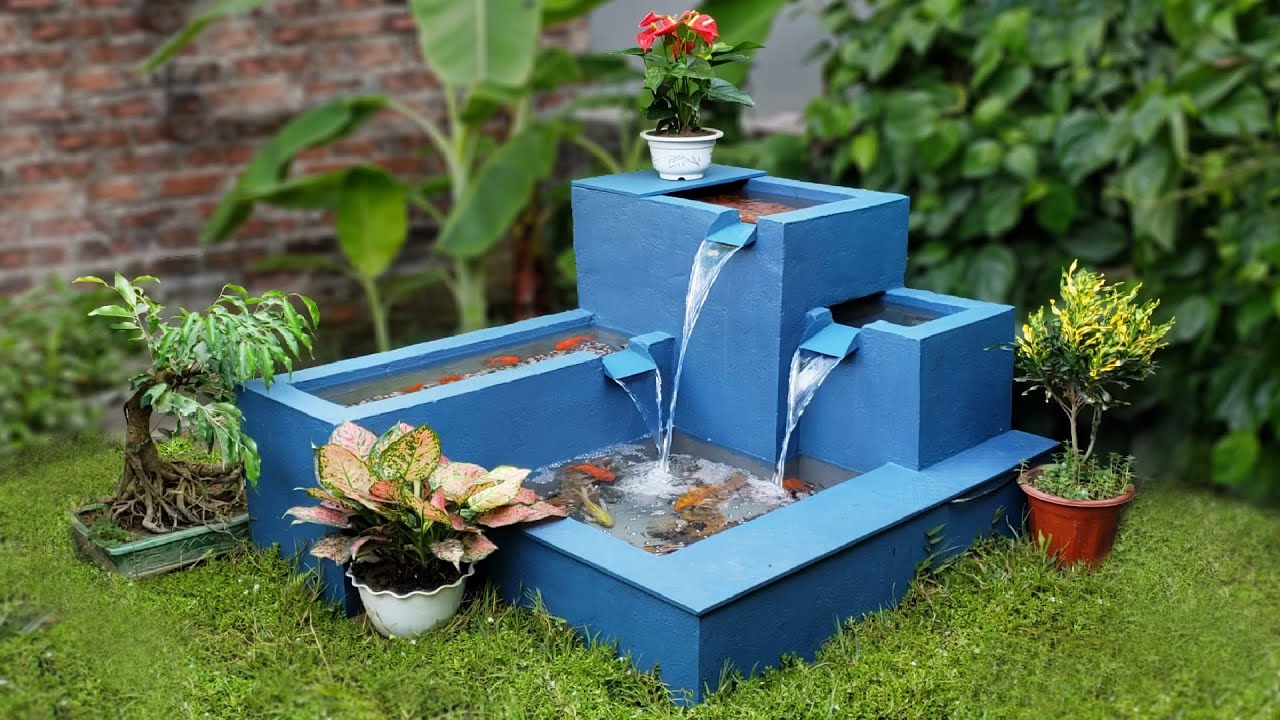 Decorate a Garden Corner into Beautiful Waterfall Aquarium For your