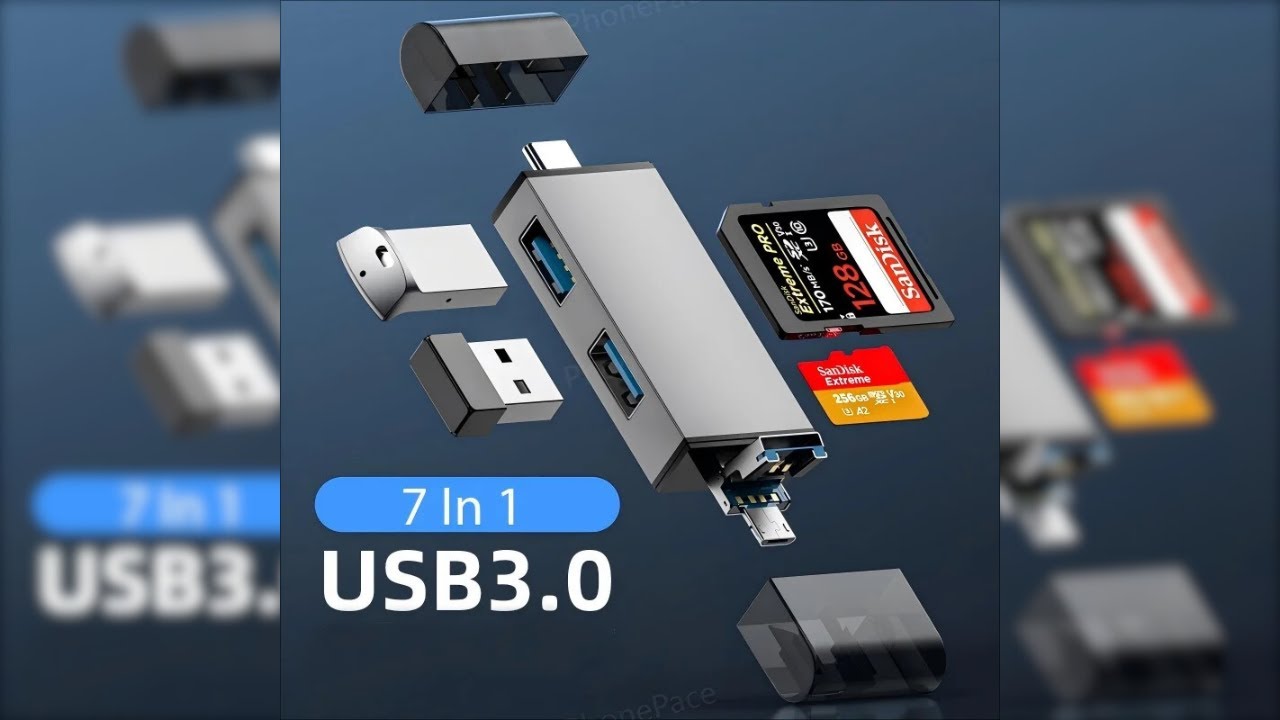 Elough Card Reader 7in1 Type C Micro USB 3.0 OTG SD MicroSD - EL-71 - Gray 7CCR07GY