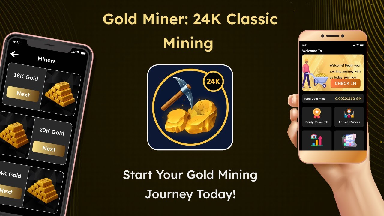Digital gold mining with the Gold Miner 24K Classic Mining App! | Download the app now!