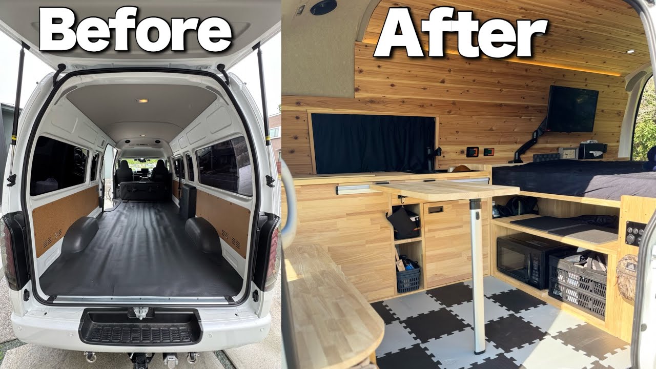 【完全版】商用バンから動く別荘になるまでの全工程を一気見！【自作キャンピングカー】 【ハイエース】