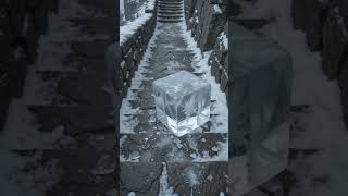 Ice block tumbles down mountain  #asmr #satisfying #bottlebreak #fortnite #glassbreaking #relaxing