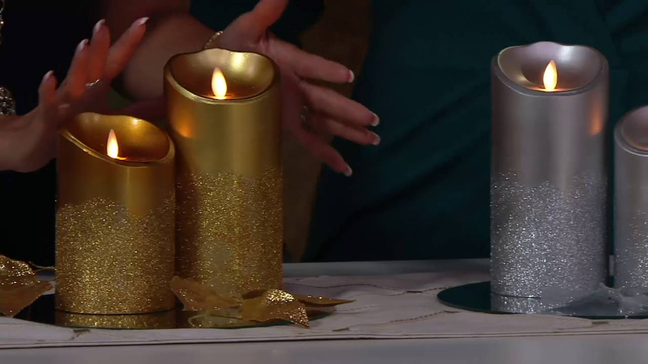 Luminara Set of 2 5" & 7" Glitter Fade Flameless Candles w/Timer on QVC