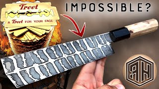 Forging an incredible Damascus knife out of RAZOR BLADES