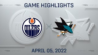 NHL Highlights | Oilers vs. Sharks - Apr. 5, 2022