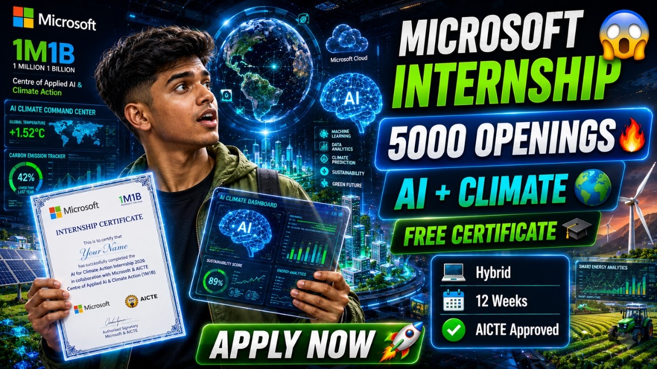 Microsoft AI Internship 2026 | 5000 Openings 😱 | AICTE Certificate 🎓 ...