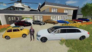 Millionaire buys Mansion full of Lamborghinis and Monster Trucks | Farming Simulator 22