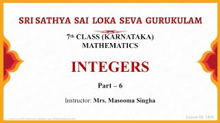 Integers | 7th | Karnataka State | Mathematics | Part 6 of 6 | Smt MASOOMA SINGHA