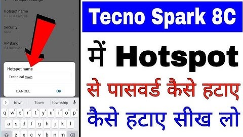 Tecno spark 8c me hotspot se password kaise hataye।। Remove hotspot password in Tecno Spark 8c phone