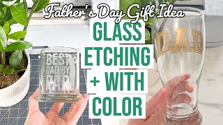 ETCH GLASS + TESTING COLOR ETCHED GLASS | FATHER'S DAY GIFT IDEA WITH YOUR CRICUT