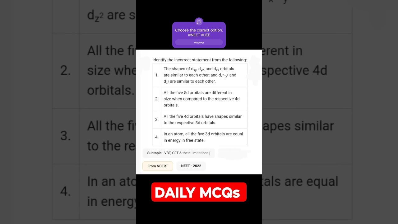 Daily MCQs for NEET , JEE.                  
