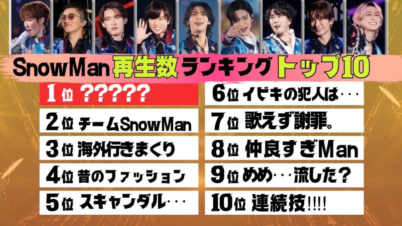 【ランキング】超神回だらけ！SnowMan 再生回数ランキング！スノーマン　ランキング　（ココの直近90日間の）