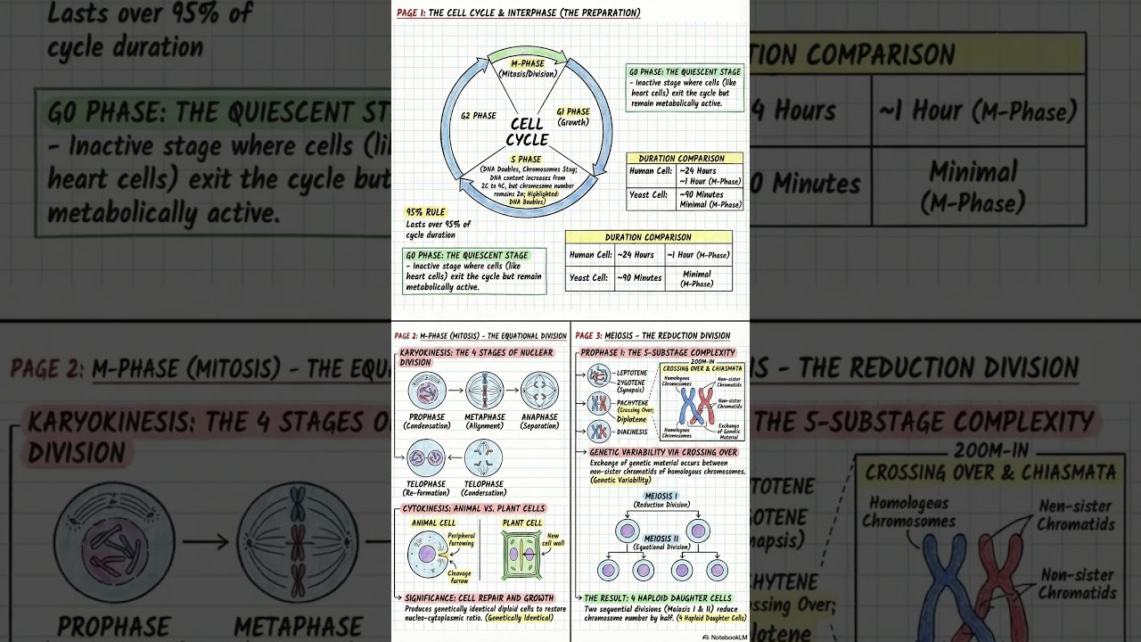 1 Page Notes: Cell Cycle 📄 | Score Booster NEET