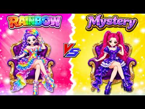 Rainbow vs Mystery Huntrix Battle | Rumi & Mira Makeup Fashion Challenge! | DIY Paper Dolls