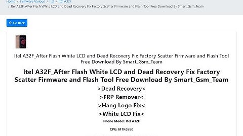 Itel A32F_After Flash White LCD and Dead Recovery Fix Factory Firmware