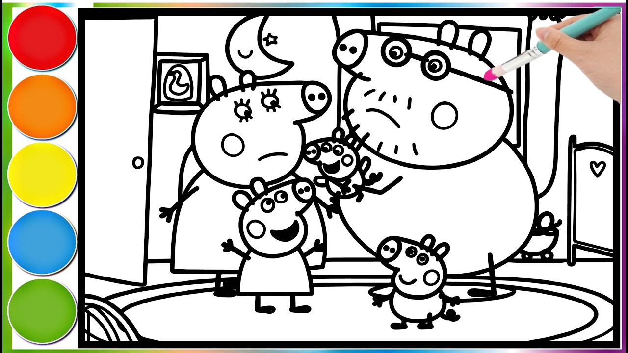 Peppa Pig and her family are happy about the new baby || Learn how to color the Peppa Pig pages