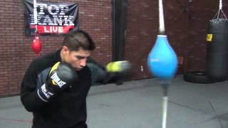 Jessie Vargas working the double end bag