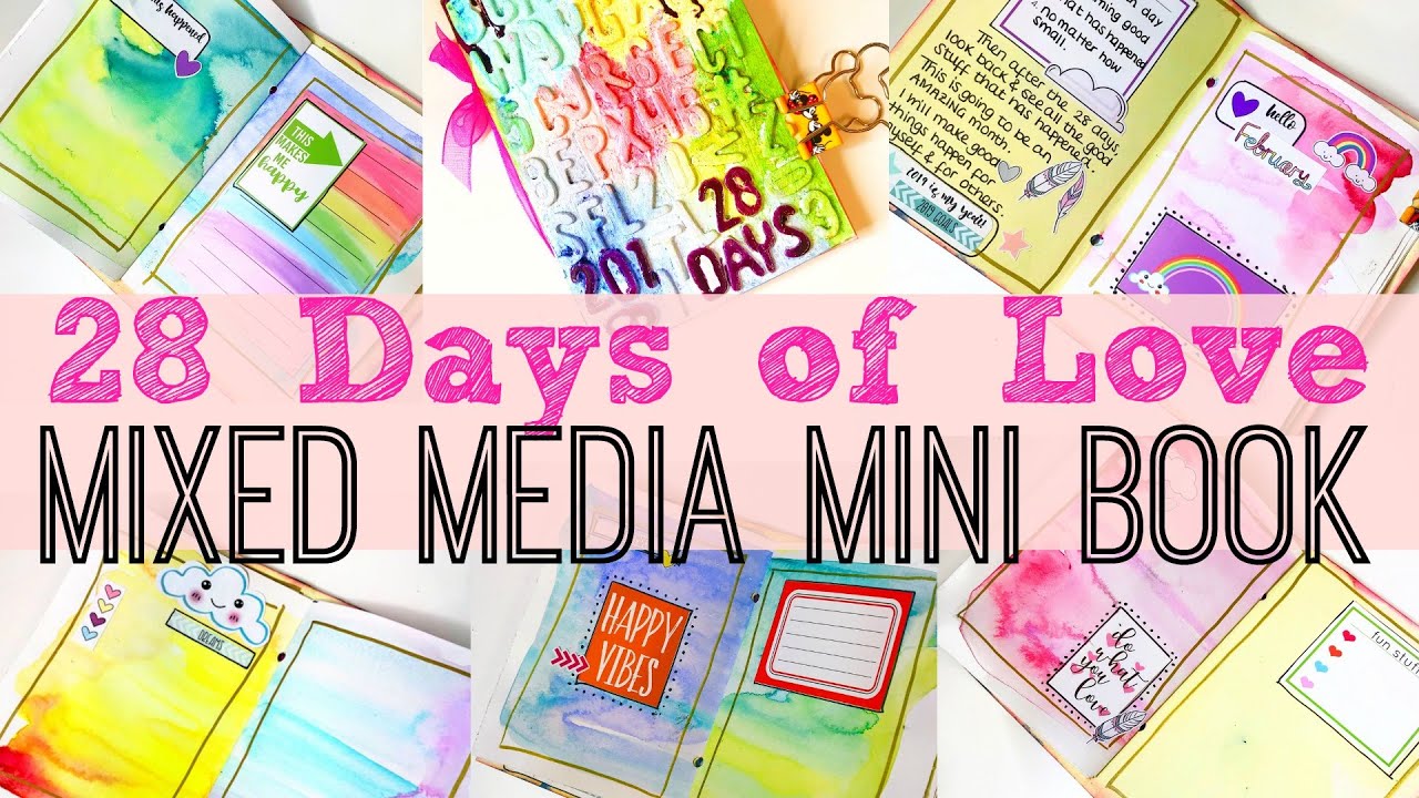 28 DAYS OF LOVE - MIXED MEDIA MINI BOOK  |  Positive Journaling | Using Watercolors & Brusho