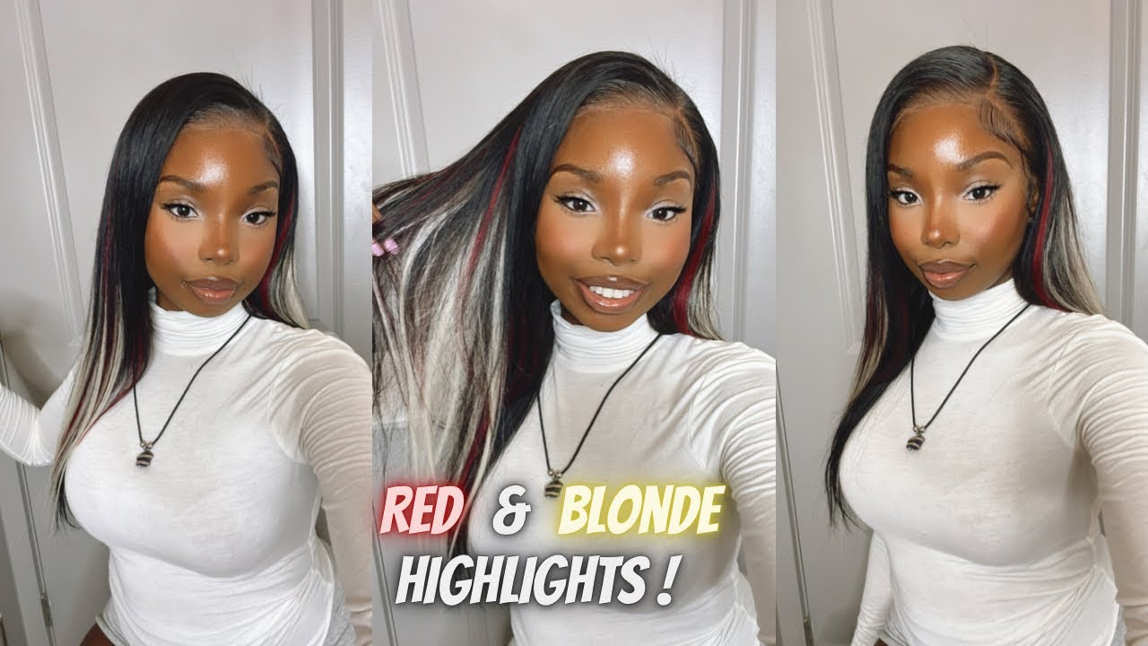 HOW TO| HIGHLIGHTS & INSTALL RED and BLONDE ON BLACK HAIR