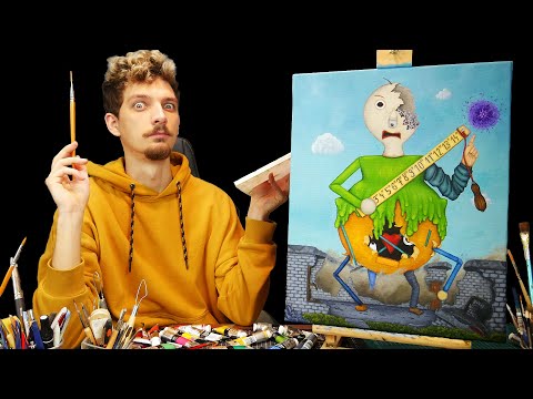 I Mix all Characters from Baldi&rsquo;s Basic in one Oil Painting