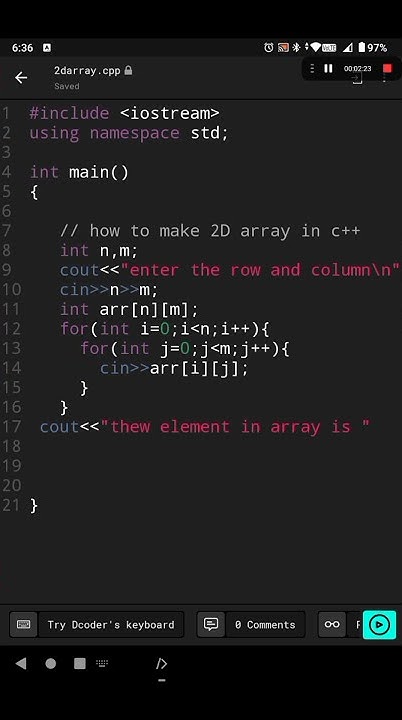 how to create 2D array || matrix || c++ || programming - YouTube